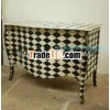 French Bombay Buffet Cabinet Furniture with Diagonal Motif.Color