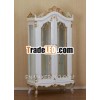 White Painted China Cabinet 2 Doors with Gold Leaf