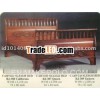 Carved Sleigh Bed Mahogany Indoor Furniture.