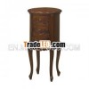 Mahogany 3 Drawers Round Bedside Table Moreila