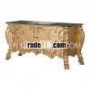 High Carved Bathroom Vanity with Marble Top