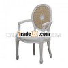 White Painted Dining Chair with Rattan with Upholstered