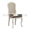 White Painted Rattan Chair with Upholstered