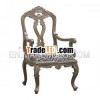 Natural Mahogany Carved Arms Dining Chair
