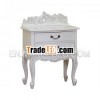 White Painted Bedside Table 2 Drawers with Carved