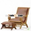 LAZY CHAIR ROUND LEATHER WITH STOOL