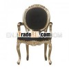 Gold Painted French Carved Arms Dining Chair