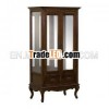 Mahogany Glass Doors Display Cabinet with 2 Drawers