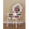 Heavy Carved White Painted Dining Chair without Arm