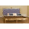 French Reproduction Bed - Gold Gilt Versailles Upholstered Bed