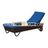 Louneg Synthetic Rattan Sofa with Blue Upholstered
