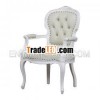 Mahogany White Painted Carved Arms Dining Chair