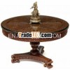 Wooden Carved Round Pedestal Coffee Table (Carved furniture from India)