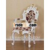Heavy Carved White Painted Dining Chair with Arm