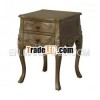 Bronze Painted 2 Drawers Bedside Table with Carving