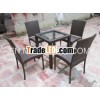 Stacked PE rattan chair and table set