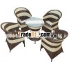 set of coffee tables & chairs by PP rattan in brown and white line