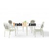 lazy white Rattan wicker Leisure Square dining table furniture sets