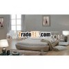 Luxury kingsize cow leather bed with strong metal bed frame Carmen HAPPY Pearl creme Beige pearl Whi