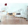 White PVC with MDF steel garden table furniture