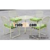 KD 5-piece Steel Mesh Garden table and chair set with green cushions, seats 4