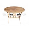 Round wooden garden table