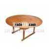 Round wooden garden table with lazy susan
