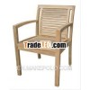 Indonesia Outdoor Furniture Stacking Teak Wood Arm Chair