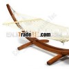 Wooden Hammock 2 Person Cotton Rope Curved Arc Larch Outdoor Stand Teak Finish