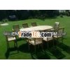 Teak Garden Set: Oval Extending Table and Horison Stacking Chair