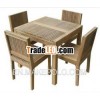 Garden Strips and Plank Square Teak Wood Modern Dining Set
