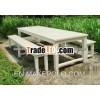 Halim White Wooden Bench Table Set