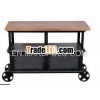 Industrial Table with Storage Cabinet