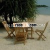 TEAK GARDEN FURNITURE OF SET BRITANIA FOLDING CHAIR,  ROUND CASTROL TABLE