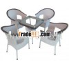 New pattern unfoldable set of white tables & chairs made of high quality PP rattan