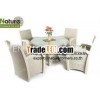 Outdoor Rattan Dining Round Table and Chair Set