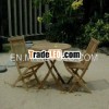 TEAK OUTDOOR FURNITURE OF SET BRITANIA FOLDING CHAIR,  MINI ROUND FOLDING TABLE
