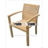 High Quality Garden Solid Teak Wood Stacking Arm Chair