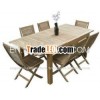 Outdoor Strips and Plank Extention Teak Wooden Dining Set