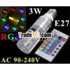 AC 90~240V 3W E27 RGB LED Bulb Lamp 16 Color changing Crystal LED spot light with Remote Control fre