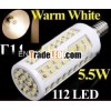 E14 led bulb Lamp 550LM 200V-230V 5.5W 112 SMD 3528 LED Corn Light Bulb Lamp warm white/ White led l