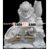antique white marble lion statue