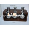 Cast aluminium Vases In rough Nickel finish and wooden stand