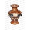 Wooden Flower Vase With Brass Work/Decorative Flower Vase~Wooden Round Shape Flower Vase