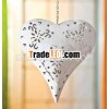 Hanging T.Light Heart With White Powder Coated Finish