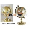 Brass World Map Globe