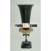 Flower Vase Made of Aluminum & Iron With Brown Wood Finish