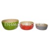 Cheap and high quality bamboo decorative bowls with tray,  shiny red colour design,  eco-friendly
