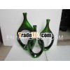 Set of 3 decorative polished green metalic lacquer vase
