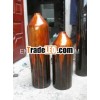 Orange color lacquer set of 2 flower vases